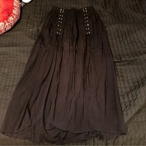 Mustard Seed Black Maxi Skirt with Button Details